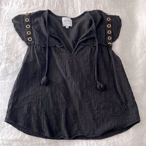 Misa Los Angeles Flutter Sleeve Blouse with Grommets